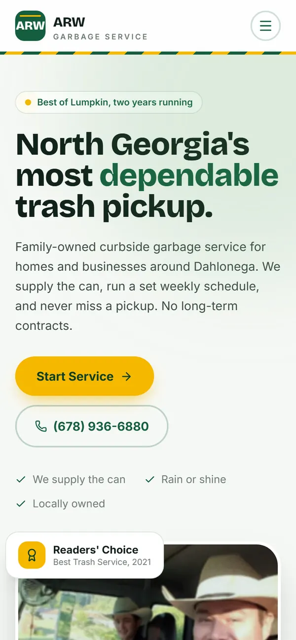 ARW Garbage Service on a phone