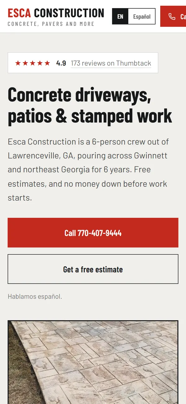 Esca Construction on a phone