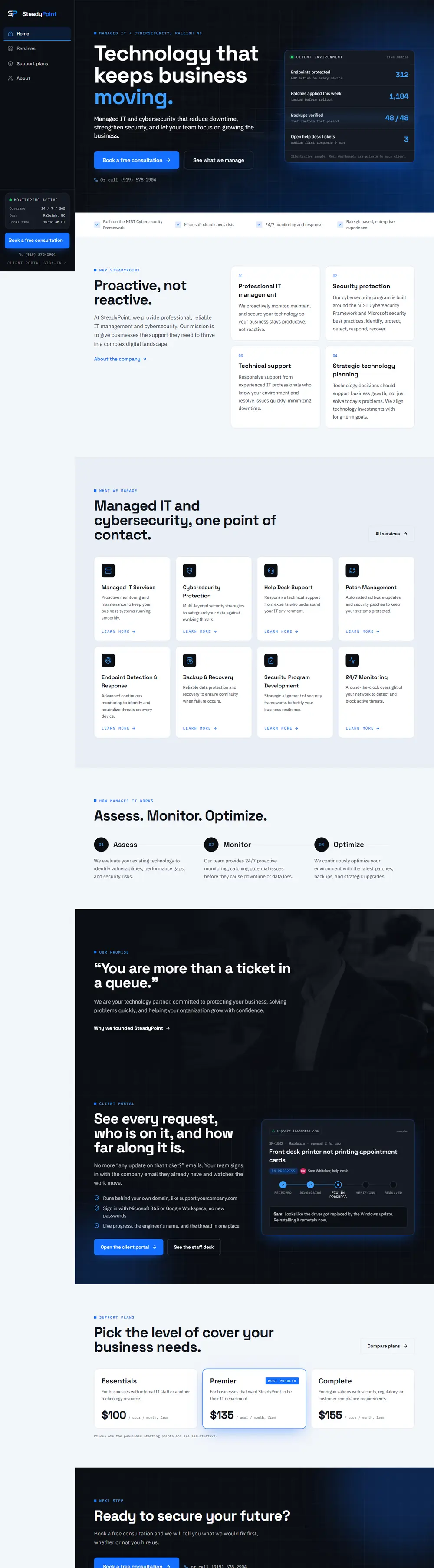 SteadyPoint Technology homepage, designed and built by Chimaera Co
