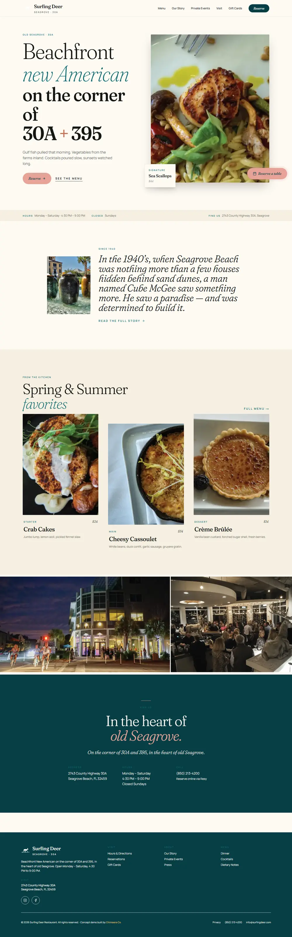 Surfing Deer homepage, designed and built by Chimaera Co